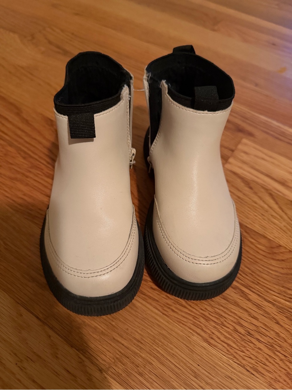 Zara Kids Cream Black Chelsea Ankle Boots EU 28 US 11 Side Zip